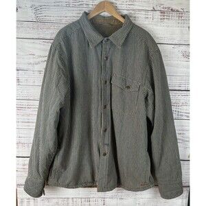 Kavu Sherpa Lined Hickory Railroad Stripe Chore Coat XXL Workwear Shirt Jacket